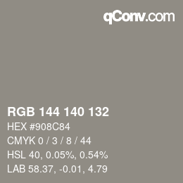 カラーコード: RGB 144 140 132 | qconv.com