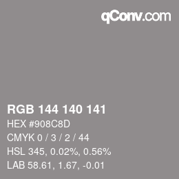 カラーコード: RGB 144 140 141 | qconv.com