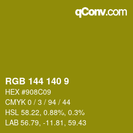 カラーコード: RGB 144 140 9 | qconv.com