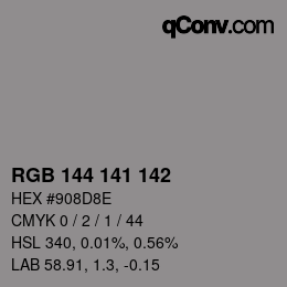 Color code: RGB 144 141 142 | qconv.com
