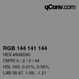 Color code: RGB 144 141 144 | qconv.com