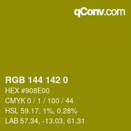 Color code: RGB 144 142 0 | qconv.com