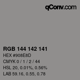 Farbcode: RGB 144 142 141 | qconv.com