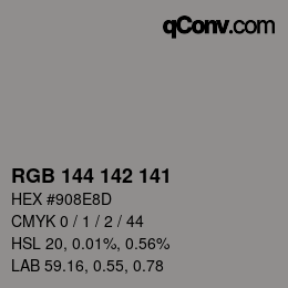 カラーコード: RGB 144 142 141 | qconv.com