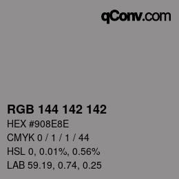 颜色代码: RGB 144 142 142 | qconv.com