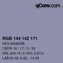 Color code: RGB 144 142 171 | qconv.com