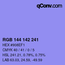 Color code: RGB 144 142 241 | qconv.com