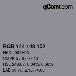 カラーコード: RGB 144 143 152 | qconv.com
