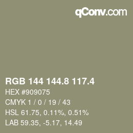 カラーコード: RGB 144 144.8 117.4 | qconv.com