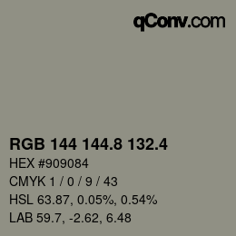 カラーコード: RGB 144 144.8 132.4 | qconv.com