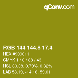 カラーコード: RGB 144 144.8 17.4 | qconv.com