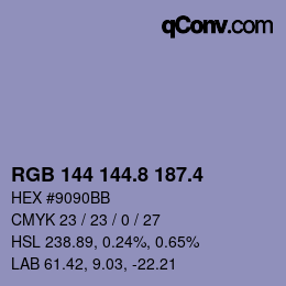 カラーコード: RGB 144 144.8 187.4 | qconv.com