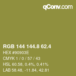 カラーコード: RGB 144 144.8 62.4 | qconv.com
