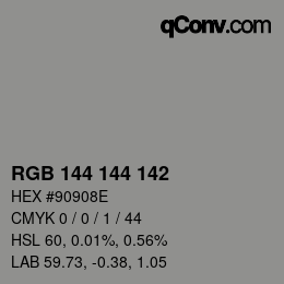 Farbcode: RGB 144 144 142 | qconv.com