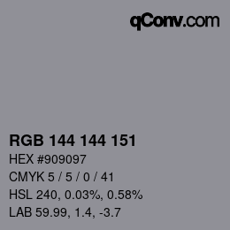 Farbcode: RGB 144 144 151 | qconv.com