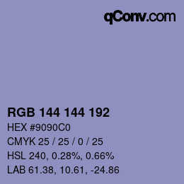 Color code: RGB 144 144 192 | qconv.com