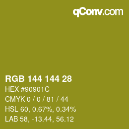 Color code: RGB 144 144 28 | qconv.com
