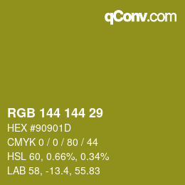 Color code: RGB 144 144 29 | qconv.com