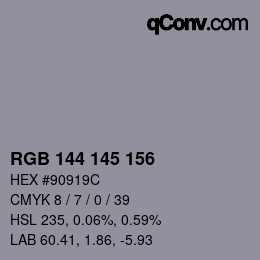 カラーコード: RGB 144 145 156 | qconv.com