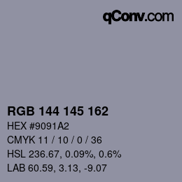 Farbcode: RGB 144 145 162 | qconv.com