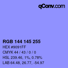 Color code: RGB 144 145 255 | qconv.com