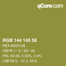 カラーコード: RGB 144 145 58 | qconv.com