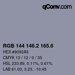 カラーコード: RGB 144 146.2 165.6 | qconv.com