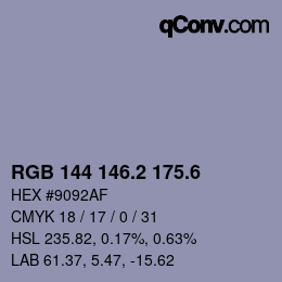 カラーコード: RGB 144 146.2 175.6 | qconv.com