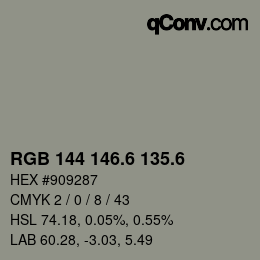 カラーコード: RGB 144 146.6 135.6 | qconv.com