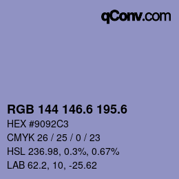 カラーコード: RGB 144 146.6 195.6 | qconv.com