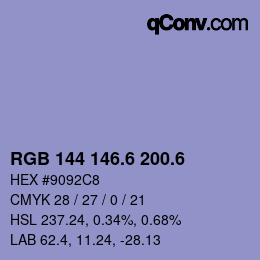 カラーコード: RGB 144 146.6 200.6 | qconv.com