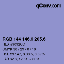 カラーコード: RGB 144 146.6 205.6 | qconv.com
