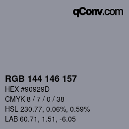 颜色代码: RGB 144 146 157 | qconv.com