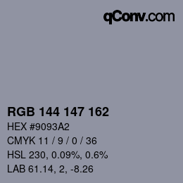 Color code: RGB 144 147 162 | qconv.com