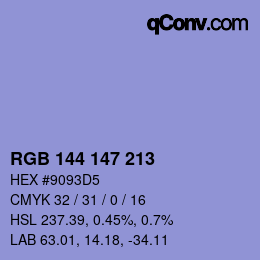 Código de color: RGB 144 147 213 | qconv.com