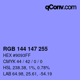 Color code: RGB 144 147 255 | qconv.com