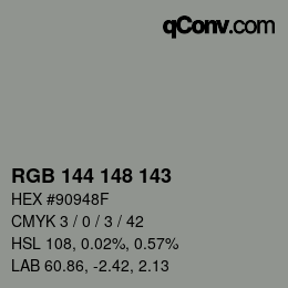 Farbcode: RGB 144 148 143 | qconv.com