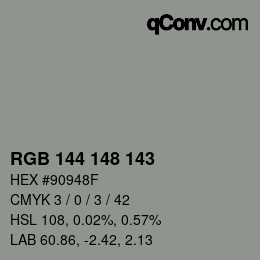 Color code: RGB 144 148 143 | qconv.com