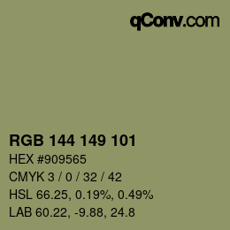Farbcode: RGB 144 149 101 | qconv.com