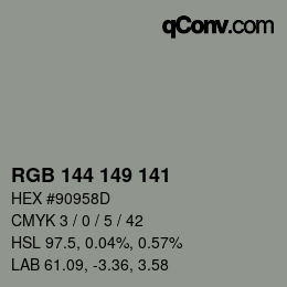 颜色代码: RGB 144 149 141 | qconv.com