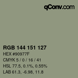 Farbcode: RGB 144 151 127 | qconv.com