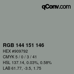 Color code: RGB 144 151 146 | qconv.com