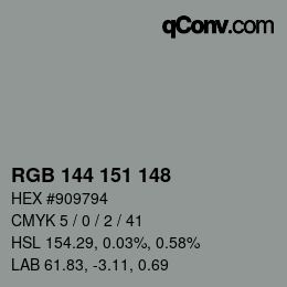 Color code: RGB 144 151 148 | qconv.com