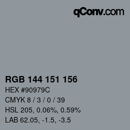 Color code: RGB 144 151 156 | qconv.com