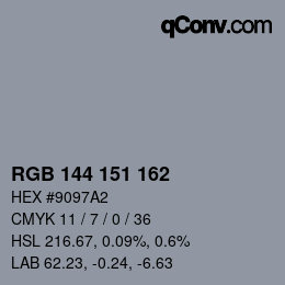 Color code: RGB 144 151 162 | qconv.com