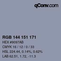 Color code: RGB 144 151 171 | qconv.com