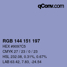 Color code: RGB 144 151 197 | qconv.com