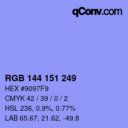 颜色代码: RGB 144 151 249 | qconv.com
