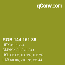 Color code: RGB 144 151 36 | qconv.com