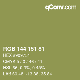 カラーコード: RGB 144 151 81 | qconv.com